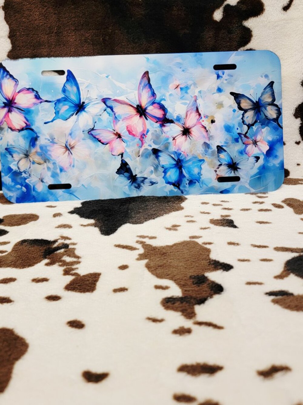 Butterfly Blue Car Tag Handmade Vehicle License Plate